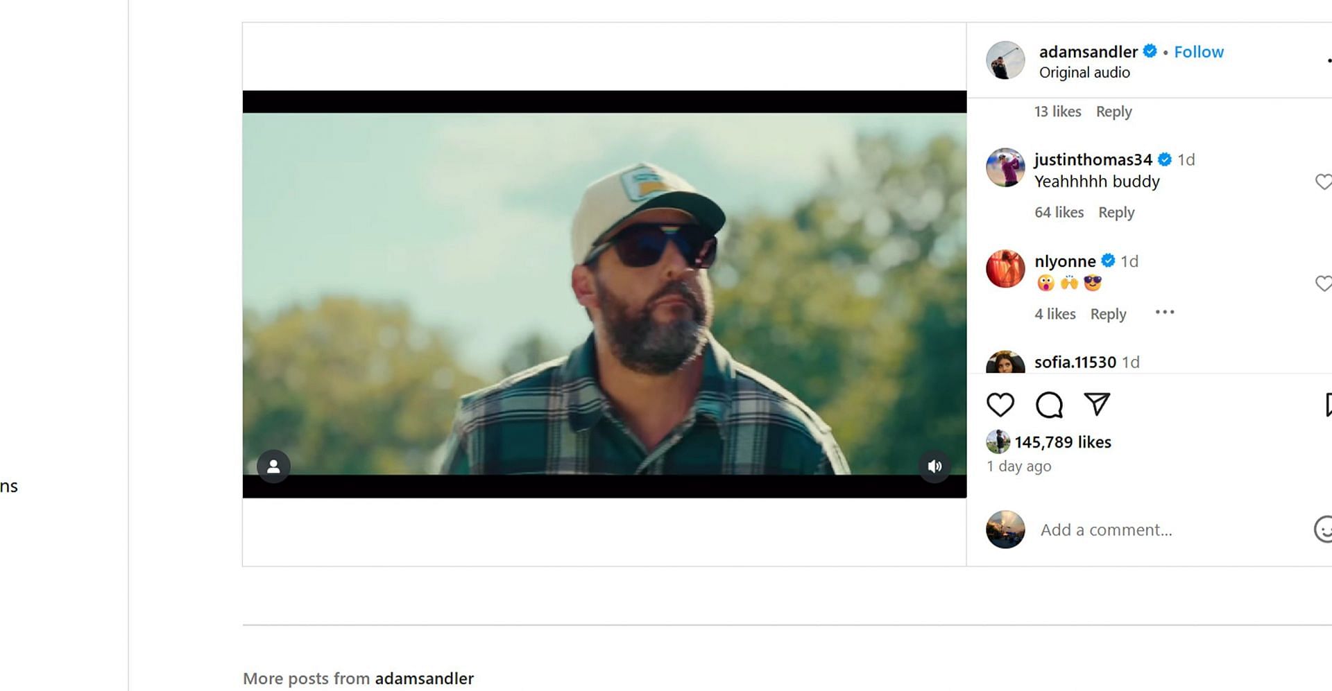 Justin Thomas shared excitement for the launch of Happy Gilmore in 2 weeks/@adamsandler